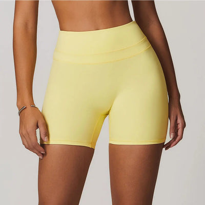 💛 SISU AeroFlex High-Waist Sports Shorts – Breathable Compression for Training, Yoga & Cycling