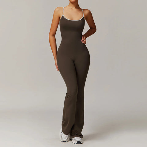 🖤 SISU VibeForm Jumpsuit – Sculpted Fit with V-Back Detail