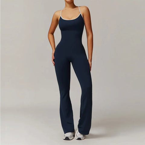 🖤 SISU VibeForm Jumpsuit – Sculpted Fit with V-Back Detail