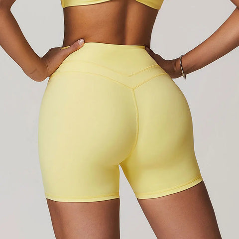 💛 SISU AeroFlex High-Waist Sports Shorts – Breathable Compression for Training, Yoga & Cycling